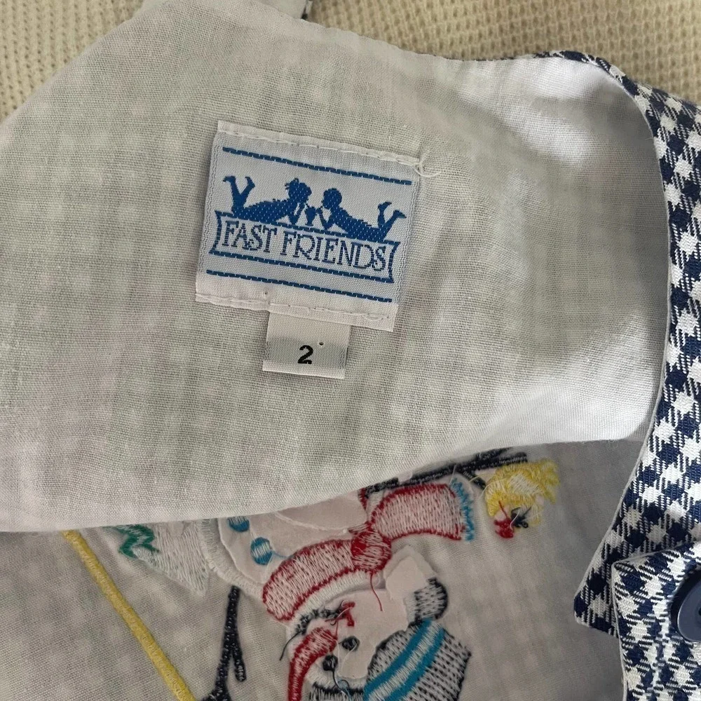 Vintage Boys Blue Gingham Snowman Winter Applique Button Romper Size 2